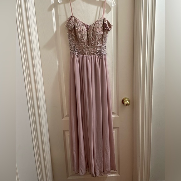 Blush Pink Off The Shoulder Prom Dress/Gown - Picture 5 of 9